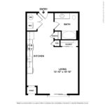 The Curb Norwalk (S2) Floorplans - showing one bedroom and one bath, Norwalk, CT