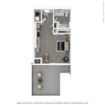 The Curb Norwalk (S1) Furnished Floorplans - showing one bedroom and one bath, Norwalk, CT