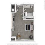 The Curb Norwalk (S2) Furnished Floorplans - showing one bedroom and one bath, Norwalk, CT