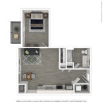 The Curb Norwalk (S4) Furnished Floorplans - showing one bedroom and one bath, Norwalk, CT