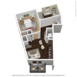 One Glover Norwalk Furnished Floorplans (A1) Showing one bedroom and one bathroom, Norwalk, CT