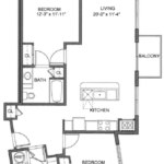 One Glover Norwalk Floorplans (B3) Showing two bedrooms and two bathrooms, Norwalk, CT