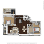 One Glover Norwalk Furnished Floorplans (B6) Showing two bedrooms and two bathrooms, Norwalk, CT