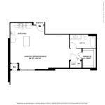 Nv @ Harbor Point - Floorplans (S1) Showing one bedroom and one bath, Stamford, CT