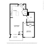 Escape Harbor Point Stamford Floorplans (A1) Showing one bedroom and one bathroom, Stamford, CT