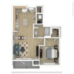 Escape Harbor Point Stamford Furnished Floorplans (A2) Showing one bedroom and one bathroom, Stamford, CT