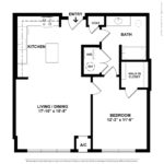 Escape Harbor Point Stamford Floorplans (A5) Showing one bedroom and one bathroom, Stamford, CT