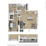 Escape Harbor Point Stamford Furnished Floorplans (A12) Showing one bedroom and one bathroom, Stamford, CT