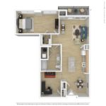 Escape Harbor Point Stamford Furnished Floorplans (A9) Showing one bedroom and one bathroom, Stamford, CT