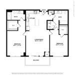 Escape Harbor Point Stamford Floorplans (B1) Showing two bedrooms and two bathrooms, Stamford, CT