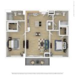 Escape Harbor Point Stamford Furnished Floorplans (B1) Showing two bedrooms and two bathrooms, Stamford, CT