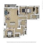 Escape Harbor Point Stamford, CT Furnished Floorplans (C2) Showing three bedrooms and two bathrooms