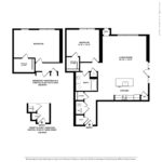 Escape Harbor Point Stamford Floorplans (A8) Showing two bedrooms and one bathroom, Stamford, CT