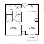 The Curb Norwalk (A2) Floorplans - showing one bedroom and one bath, Norwalk, CT