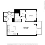 Opus Harbor Point Stamford - Floorplans (A20) Showing one bedroom and one bathroom, Stamford, CT