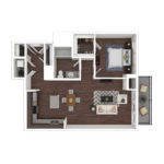 Opus Harbor Point Stamford - Furnished Floorplans (A20) Showing one bedroom and one bathroom, Stamford, CT