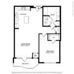 Opus Harbor Point Stamford - Floorplans (A14) Showing one bedroom and one bathroom, Stamford, CT