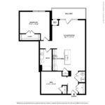 Opus Harbor Point Stamford - Floorplans (A16) Showing one bedroom and one bathroom, Stamford, CT