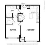 Opus Harbor Point Stamford - Floorplans (A18) Showing one bedroom and one bathroom, Stamford, CT