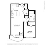 Opus Harbor Point Stamford - Floorplans (A2) Showing one bedroom and one bathroom, Stamford, CT