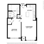 Opus Harbor Point Stamford - Furnished Floorplans (E1) Showing one bedrooms and one bathrooms, Stamford, CT