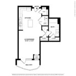 Opus Harbor Point Stamford - Floorplans (E2) Showing one bedroom and one bathroom, Stamford, CT