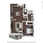 Opus Harbor Point Stamford, CT Floorplans (A10) Showing one bedroom and one bathroom