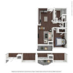 Opus Harbor Point Stamford, CT Floorplans (A13) Showing one bedroom and one bathroom