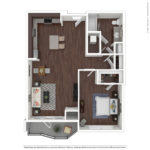 Opus Harbor Point Stamford - Furnished Floorplans (A14) Showing one bedroom and one bathroom, Stamford, CT