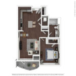 Opus Harbor Point Stamford - Furnished Floorplans (A2) Showing one bedroom and one bathroom, Stamford, CT