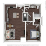 Opus Harbor Point Stamford, CT Floorplans (A5) Showing one bedroom and one bathroom