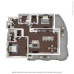 Opus Harbor Point Stamford - Furnished Floorplans (B11) Showing two bedrooms and two bathrooms, Stamford, CT