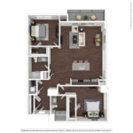 Opus Harbor Point Stamford - Furnished Floorplans (B14) Showing two bedrooms and two bathrooms, Stamford, CT