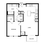 The Curb Norwalk (A3) Floorplans - showing one bedroom and one bath, Norwalk, CT