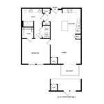 The Curb Norwalk (A6) Floorplans - showing one bedroom and one bath, Norwalk, CT