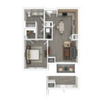 The Curb Norwalk (A7) Furnished Floorplans - showing one bedroom and one bath, Norwalk, CT