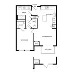 The Curb Norwalk (A7) Floorplans - showing one bedroom and one bath, Norwalk, CT