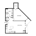 The Curb Norwalk (A9) Floorplans - showing one bedroom and one bath, Norwalk, CT