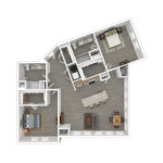 The Curb Norwalk (B10) Furnished Floorplans - showing two bedrooms and two baths, Norwalk, CT