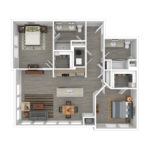 The Curb Norwalk (B2) Furnished Floorplans - showing two bedrooms and two baths, Norwalk, CT