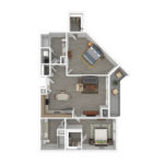 The Curb Norwalk (B3) Furnished Floorplans - showing two bedrooms and two baths, Norwalk, CT