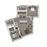 The Curb Norwalk (B6) Furnished Floorplans - showing two bedrooms and two baths, Norwalk, CT