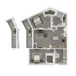 The Curb Norwalk (B7) Furnished Floorplans - showing two bedrooms and two baths, Norwalk, CT