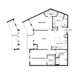 The Curb Norwalk (B7) Floorplans - showing two bedrooms and two baths, Norwalk, CT