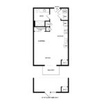 The Curb Norwalk (E4) Floorplans - showing one bedroom and one bath, Norwalk, CT