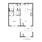 The Curb Norwalk (A5) Floorplans - showing one bedroom and one bath, Norwalk, CT