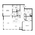 The Curb Norwalk (B2) Floorplans - showing two bedrooms and two baths, Norwalk, CT