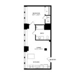 The Beacon Jersey Criterion (A1) Floorplans - Showing one bedroom and one bath, Jersey City, NJ