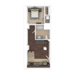 The Beacon Jersey Criterion (A1) Furnished Floorplans - Showing one bedroom and one bath, Jersey City, NJ