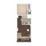 The Beacon Jersey Criterion (A1) Unfurnished Floorplans - Showing one bedroom and one bath, Jersey City, NJ